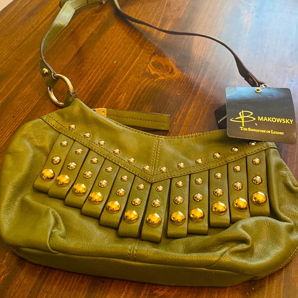 B. Makowsky Purse olive green leather purse nwt